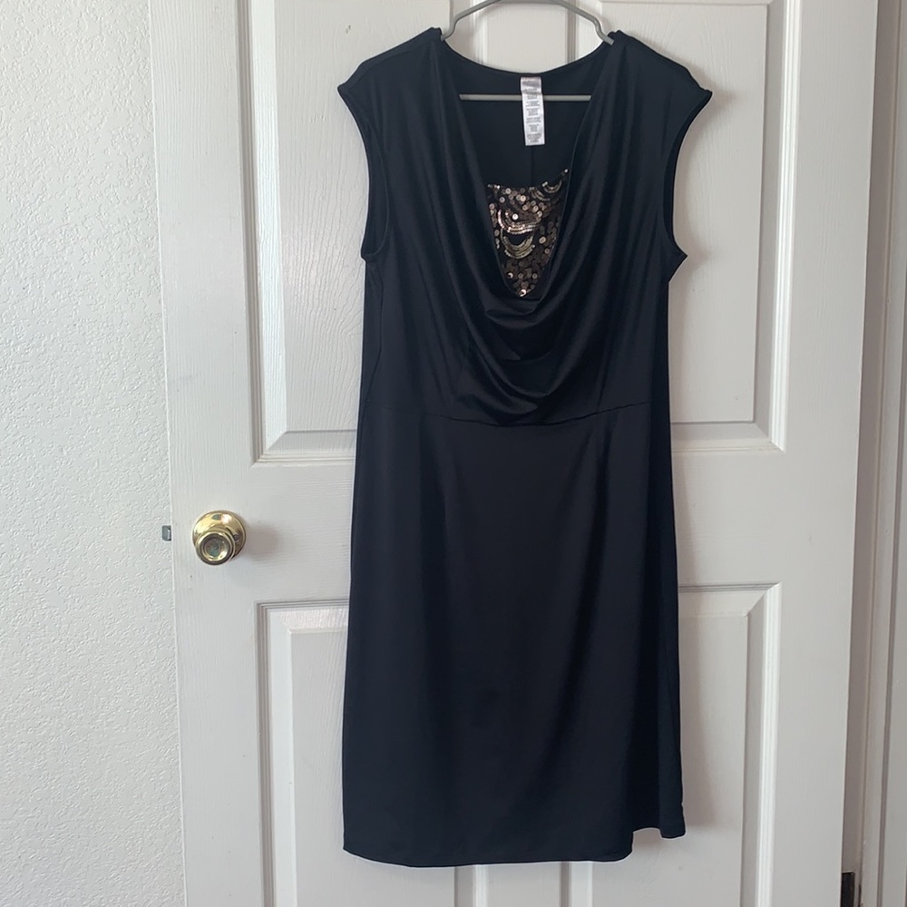 Black Cocktail Dress with Gold Design - Picture 1 of 10